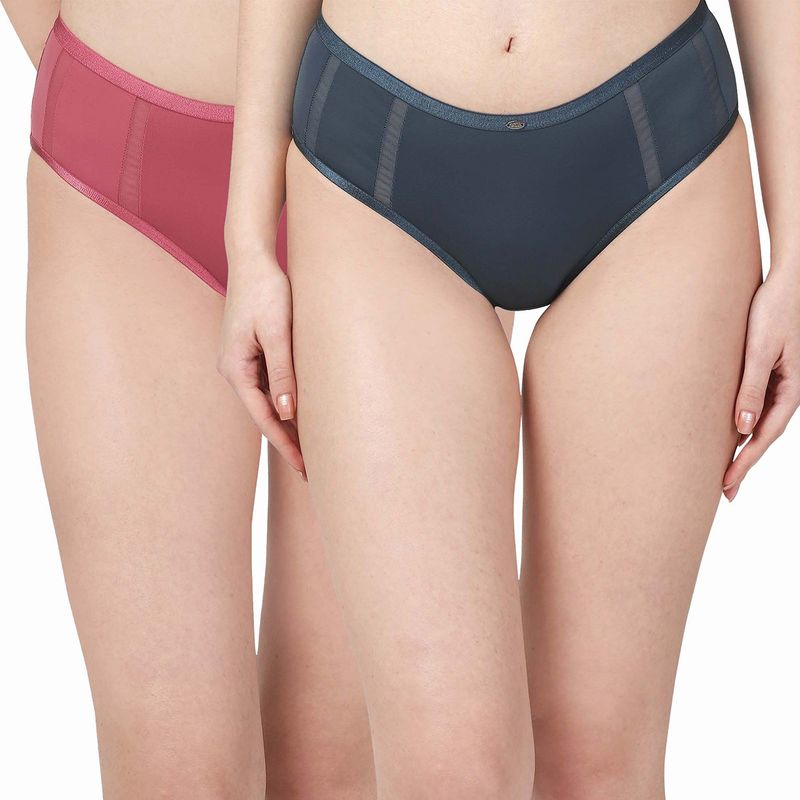 SOIE Women's High Waist Full Coverage Brief Multi-Color (Pack of 2) (M)
